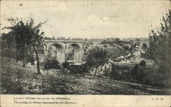 Vintage Postcard Militaria the bridge of Hirson destroyed by the Germans