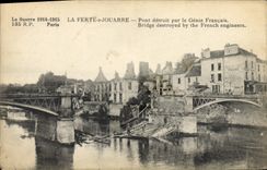 Vintage Postcard Militaria Ferte under Jouarre Bridge destroyed by the French Genius