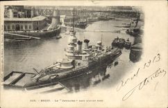 Vintage Postcard Brest Boat Jemmapes in before port