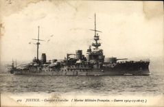 CPA Bateau Justice Cuirasse a tourelles