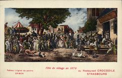CPA Fete de village en 1870 Restaurant Crocodile Strasbourg