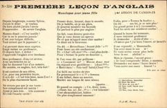 Vintage Postcard First lesson of English Abron de Cangolis