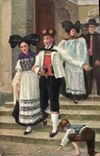 Vintage Postcard Folklore Alsace Marriage