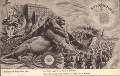 Vintage Postcard Folklore Alsace Strasbourg Lion the lion howls