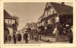 Vintage Postcard Alsace Folklore a baptism in a village of Alsace