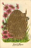 Vintage Postcard Fantaisie Flowers Easter Oeuf Gilds