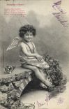 Vintage Postcard Fantasy Child Angel Poisson d' Avril