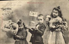 CPA Fantaisie Enfants Fetes et porte bonheur 