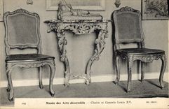 CPA Musee des Arts decoratifs Chaise et console louis XV 