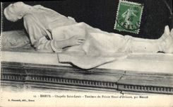 Vintage Postcard Dreux Vault Saint Louis Tomb of Prince Henri of Orleans by Mercie