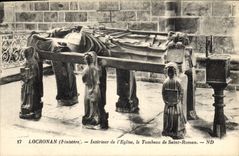 Vintage Postcard Interior Locronan of the church the tomb of Romance Saint