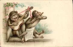 CPA Singes Musique 