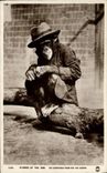 CPA Singe Studies at the zoo The chimpanzee poses for the camera