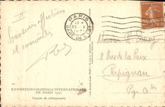 CPA Singe Paris Exposition coloniale internationale 1931 Couple de chimpanzes