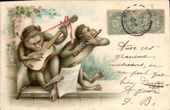 CPA Singe Singes Musique