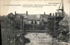 CPA Militaria Ham Reparation d'un pont par le Genie 