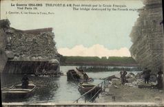 CPA Militaria Trilport Pont detruit par le Genie Francais