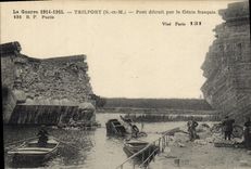 CPA Militaria Trilport Pont detruit par le Genie Francais