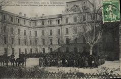 Vintage Postcard Militaria Avignon Quarters 7th Genius Course of the Republic Gathering in the main courtyard