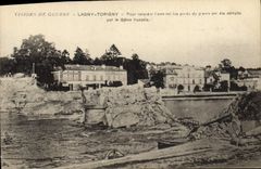 Vintage Postcard Militaria Lagny Torigny Bridge destroyed by the French Genius