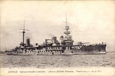 Vintage Postcard Bateau Justice Armours squadron has turrets