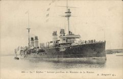 Vintage Postcard Boat Kleber beating house of the Ministry for the Navy