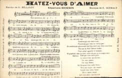 Vintage Postcard Hasten to like Millandy Dickson Schmalt