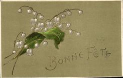 Vintage Postcard Fantasy Flowers Lily of the valley Good festival