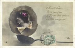 Vintage Postcard Cooks Woman Shrove Tuesday