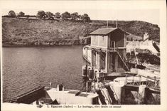 Vintage Postcard Eguzon Electricity the stopping Right Bank upstream