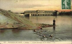 Vintage Postcard Electricity Surroundings of Lyon Jonnage the electric factory seen of the lock