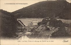Vintage Postcard Electricity the bridge the factory and stopping of Insipid on Sioule