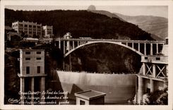 CPM Electricite Corps Isere Le pont du Sautet et el barrage La chambre d'eau et le poste de commande a gauche