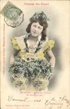Vintage Postcard Fantasy Woman Language of the flowers Forget-me-not