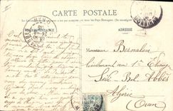 Vintage Postcard Fantaisie Woman Language of the flowers Violette Modesty Deserves mask