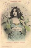 Vintage Postcard Fantasy Woman Language of the flowers Bellflower Monitoring Attachment