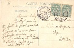 Vintage Postcard Fantaisie Woman Language of the flowers Mimosa Love hiding place Securite