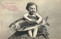 CPA Fantaisie Enfant Poisson d'avril 