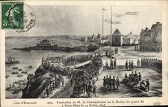 CPA Funerailles de M de Chateaubriand sur le rocher du Grand Be a Saint Malo 1848 