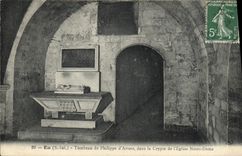 Vintage Postcard Have Tomb of Philippe d' Artois in the crypt of the church Notre Dame