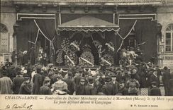 Vintage Postcard Chalon on the Saone Funerailles of Doctor Mauchamp assassinates has Marrakech Morocco crowd ravelling in front of the Catafalque
