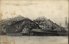 Vintage Postcard Boat Toulon Catastrophe of Freedom after the explosion