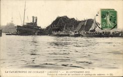 Vintage Postcard Boat Catastrophe of Freedom Research tasks of the survivors and fishing out of the corpses