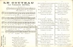 Vintage Postcard the knife Theodore Botrel