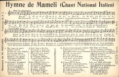CPA Hymne de Mameli Chant national italien Italie Italia Novaro 