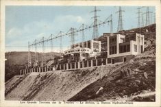 CPA Electricite Les grands travaux de la Truyere Le Brezou la station hydroelectrique