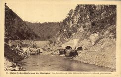 CPA Electricite Usine hydroelectrique de Mareges Les batardeaux et le debouche des derivations provisoires 