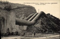 CPA Electricite Environs de Montlucon Barrage sur le Cher a Rochebut la chute des tuyaux