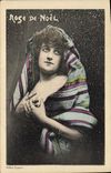 Vintage Postcard Fantasy Woman Rose of Christmas