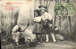 Vintage Postcard Fantasy Children Gaspard and Jeanneton